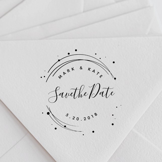 Modern Circular Custom Save the Date Wedding Rubber Stamp (Creator Uploaded)