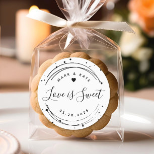 Modern Circular Love is Sweet Wedding Favour Classic Round Sticker