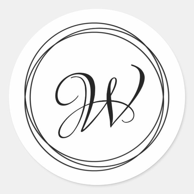 Modern circular pattern monogram classic round sticker (Front)