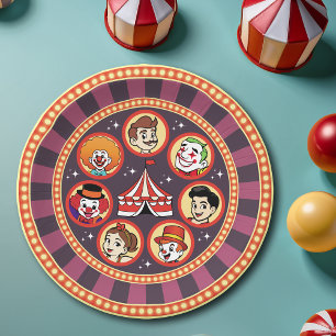 Modern Circus Big Top Cute Colourful Cartoon Party Paper Plate