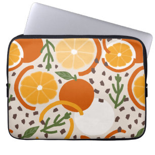 Modern Citrus Fruit Geometric Warm Retro Laptop Sleeve