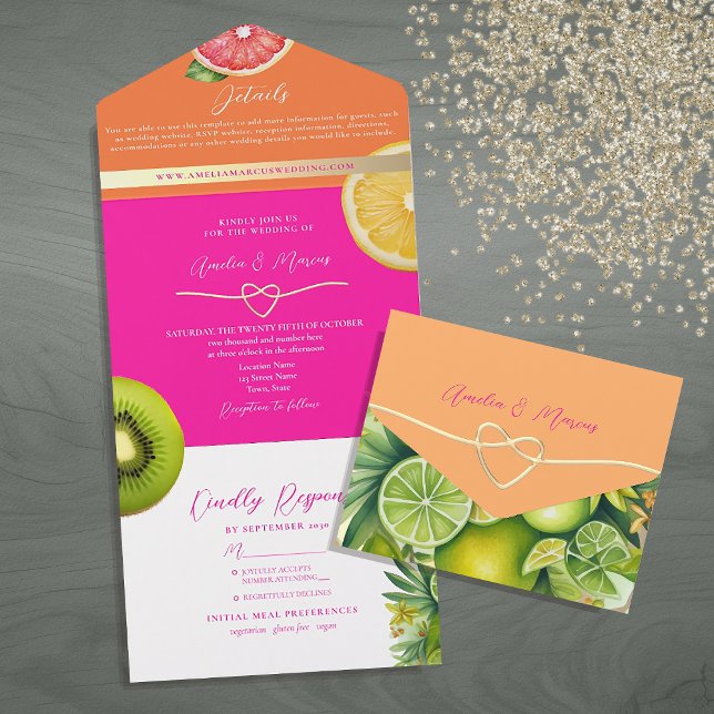 Modern Citrus Fruit Wedding All In One Invitation (Creator Uploaded)
