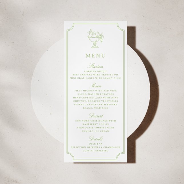 Modern Citrus Green Double Frame Wedding Menu Invitation (Creator Uploaded)