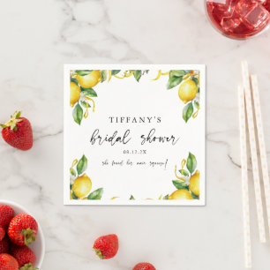 Modern Citrus Lemon Bridal Shower Napkin