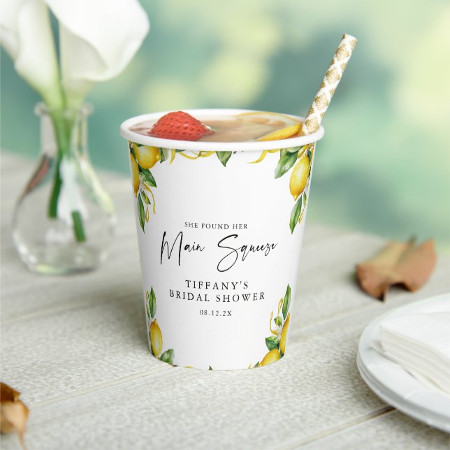 Modern Citrus Lemon Bridal Shower Paper Cups (Insitu)