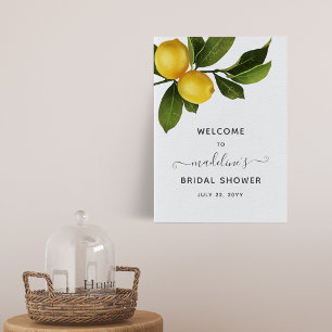 Modern Citrus Lemon Garden Bridal Shower Welcome  Poster