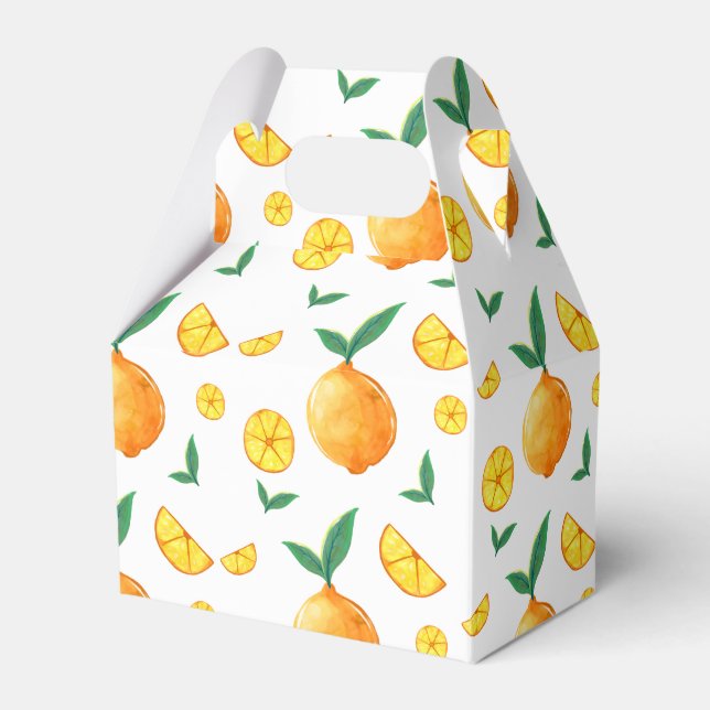 Modern Citrus Orange Pattern Baby Shower Favour Box (Front Side)