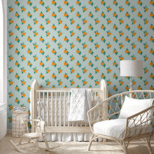 Modern Citrus Orange Pattern Peel Stick Wallpaper