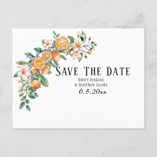 Modern Citrus-Themed Wedding Save The Dates Announcement Postcard