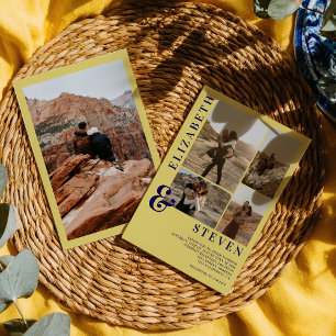 Modern Citrus Yellow Ampersand 5-Photo Wedding Invitation