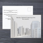 Modern City Architecture Custom Business Moving Postcard<br><div class="desc">Customise these professional moving announcement postcards for your business. A beautiful architecture line drawing of city buildings below your company's custom name and message. Our office has moved to a new building, please update your address book. Just fill out the back of this postcard with your new contact information for...</div>