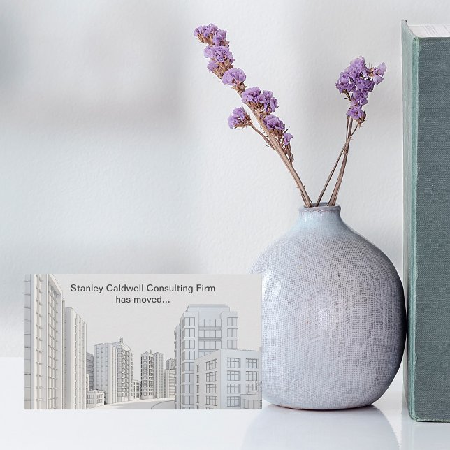 Modern City Architecture Custom New Address Business Card (Creator Uploaded)
