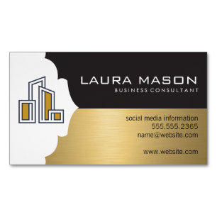 Modern City Building Logo Magnetic Business Card
