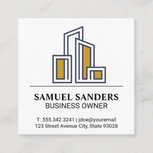 Modern City Building Logo Square Business Card