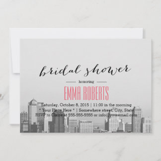 Modern City Skyline Destination Bridal Shower Invitation