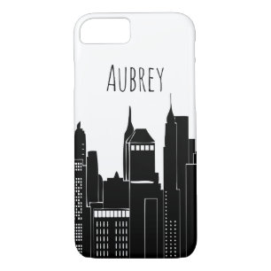 Modern City Skyline & Name Case-Mate iPhone Case