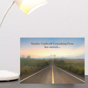 Modern City Skyline Road Custom Business Moving Announcement