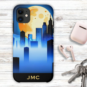 Modern City Skyline with Full Moon Signature Case-Mate iPhone Case