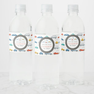 Modern City Transportation birthday Party Water Bottle Label
