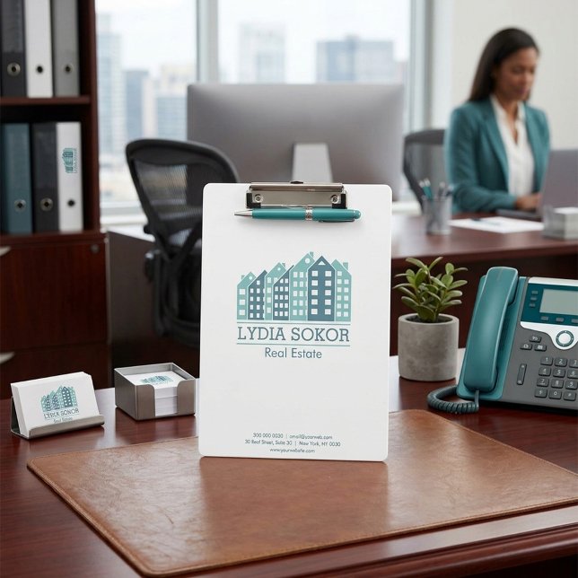  Modern Cityscape Logo Real Estate Clipboard (Creator Uploaded)