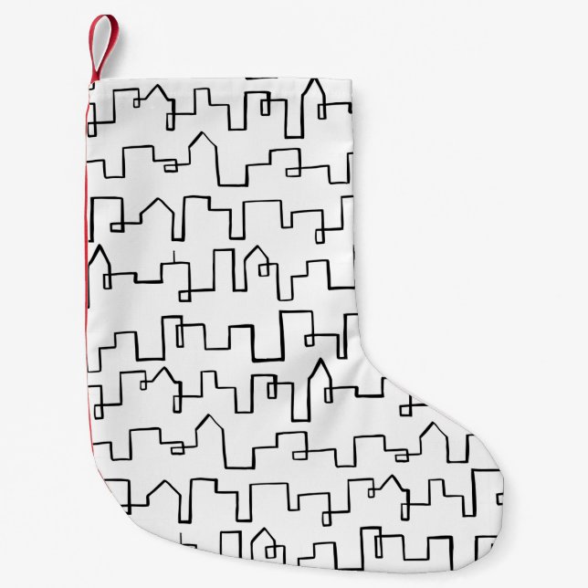 Modern Cityscape painted design  Small Christmas Stocking (Front)