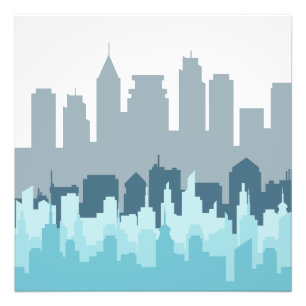 Modern Cityscape Pixel Art – Urban Skyline Design Photo Print