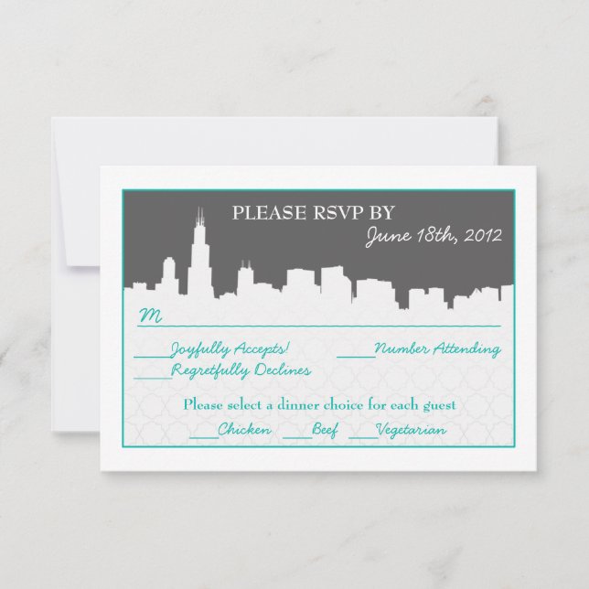 Modern Cityscape RSVP Reception cards (Front)