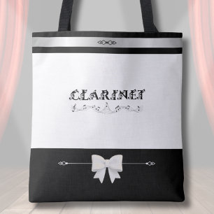 Modern Clarinetist Black and White Music Tote Bag
