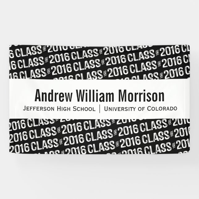 Modern Class of 2016 Graduation Custom Colour Banner (Horizontal)