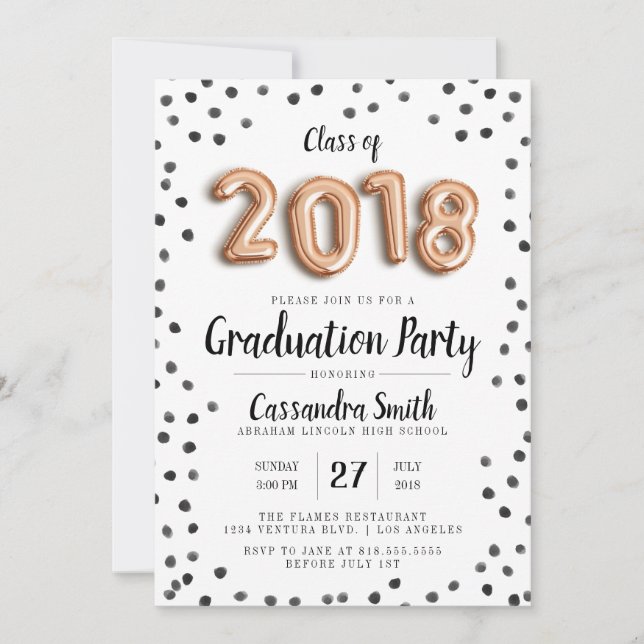 Modern Class of 2018 Balloons - Grad Invite (Front)