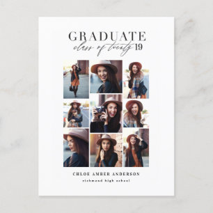 Modern class of 2019 photo graduation holiday postcard