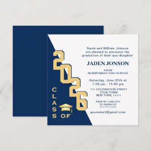 Modern Class of 2021 Navy Blue Graduation Party Invitation
