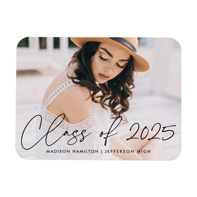 Modern Class of 2022 Black Script Graduation Magnet (Horizontal)