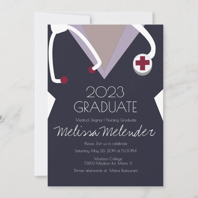Modern Class of 2023 Medical Nurse Graduation Invitation (Front)