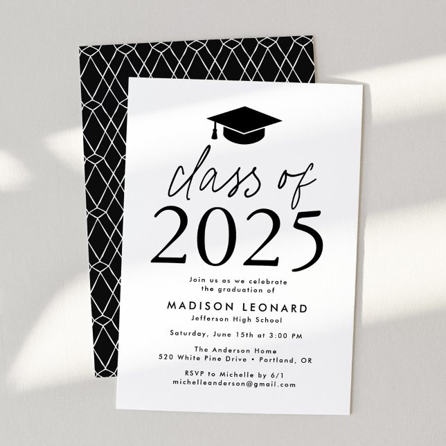 Modern Class of 2025 Black Graduation Party Invitation (Creator Uploaded)