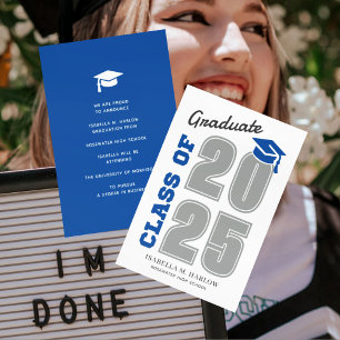 Modern Class of 2025 Blue and Grey Graduation Announcement