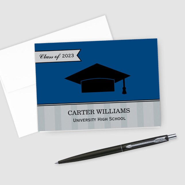 Modern Class of 2025 Dark Blue Custom Graduation Thank You Card (Creator Uploaded)