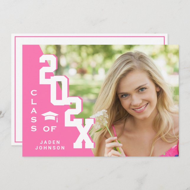 Modern Class of 2025 Grad PHOTO Graduation Party Invitation (Front/Back)