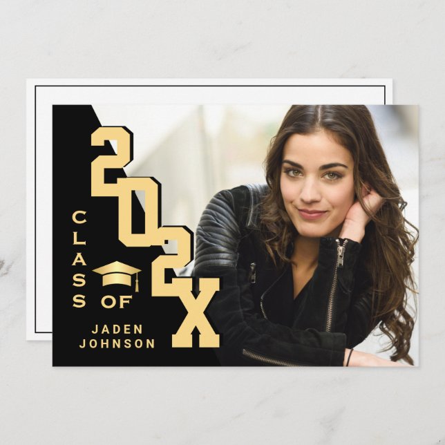 Modern Class of 2025 Grad PHOTO Graduation Party Invitation (Front/Back)