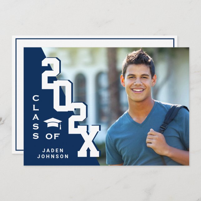 Modern Class of 2025 Grad PHOTO Graduation Party Invitation (Front/Back)