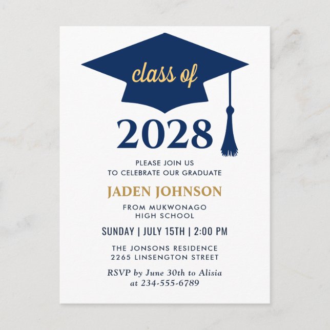 Modern Class of 2025 Graduation Party Invitation Postcard (Front)