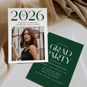 Modern Class of 2025 Green Photo Graduation Party Invitation