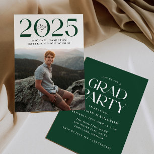 Modern Class of 2025 Green Photo Graduation Party Invitation