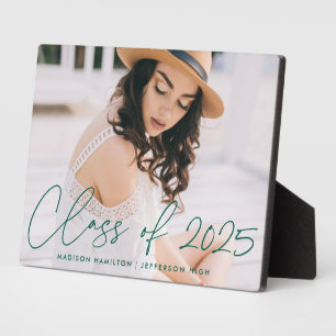 Modern Class of 2025 Green Script Graduation Photo Plaque
