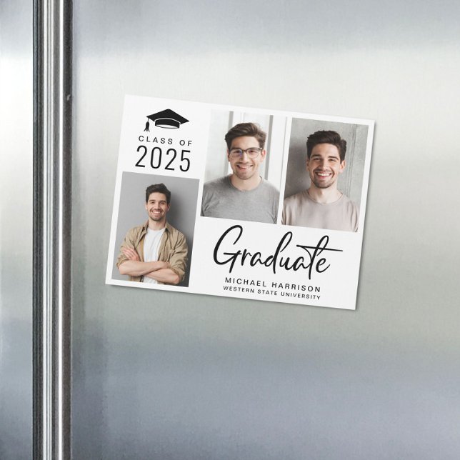 Modern Class of 2025 Photo Graduation Magnetic Invitation (Creator Uploaded)