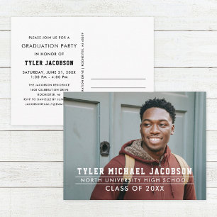 Modern Class of 2025 Photo Graduation Party Postcard