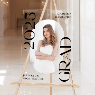 Modern Class of 2025 Photo Graduation Welcome Acrylic Sign