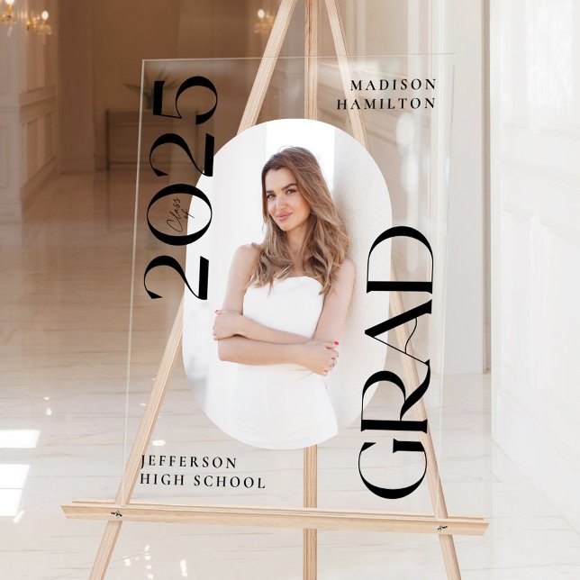 Modern Class of 2025 Photo Graduation Welcome Acrylic Sign (Creator Uploaded)