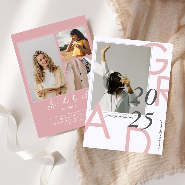 Modern Class of 2025 Photo Minimal Graduation  Invitation (Creator Uploaded)