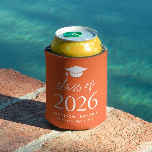 Modern Class of 2025 Script Orange Graduation Can Cooler (In Situ Pool)